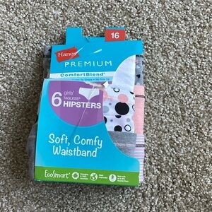 Hanes Girls' 6-Pack Hipsters - Blue, Purple, Pink, Gray, White, Black